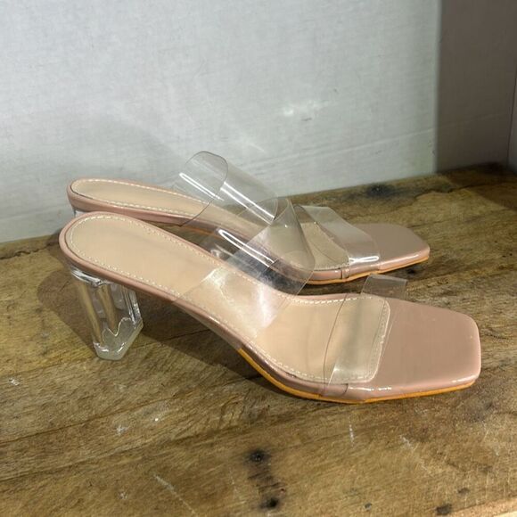 Dream Pairs Womens Clear Strap Transparent Block Heel Sandals Size 38 - Picture 4 of 8